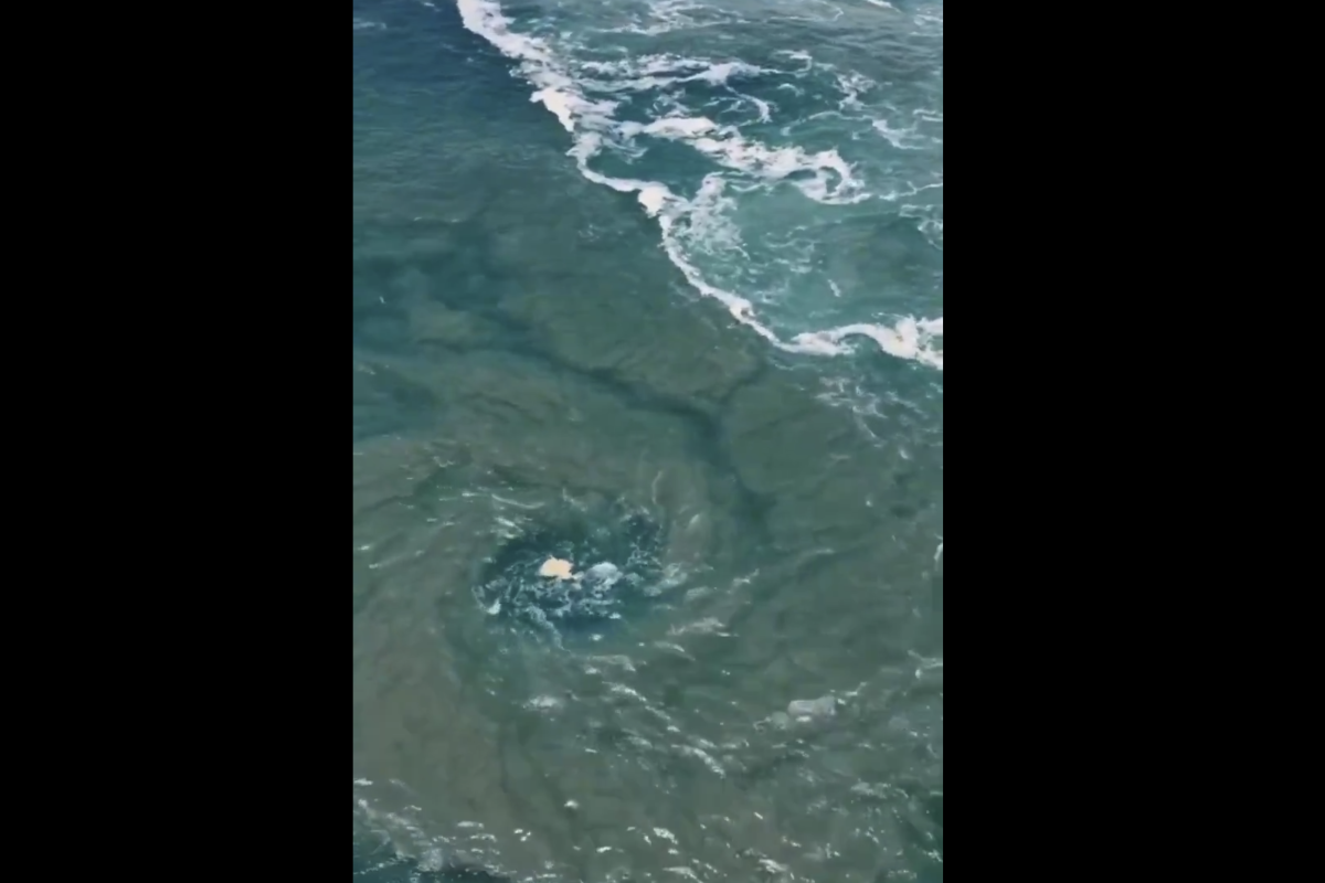Impressive Vortex Forms in Puerto Escondido’s Main Bay: Authorities Urge Respect for Beach Flags