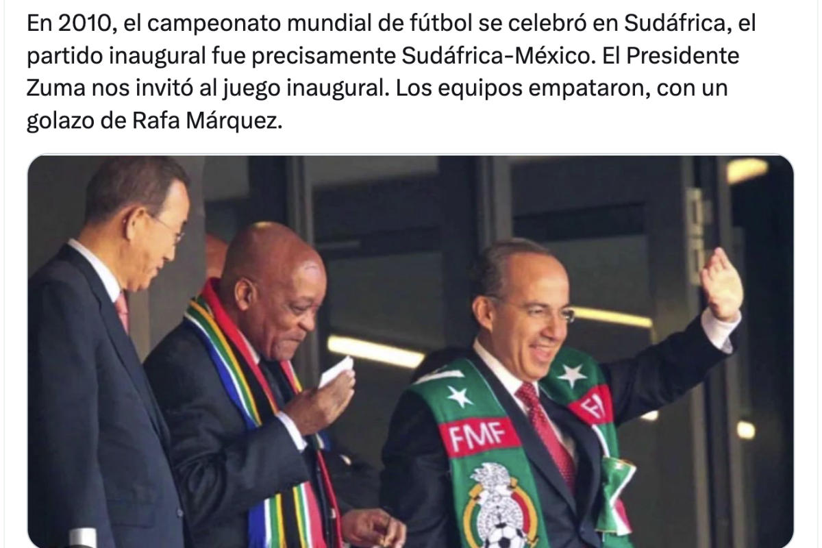 Calderón recalls attending 2010 World Cup opener as Sheinbaum skips Mexico City events