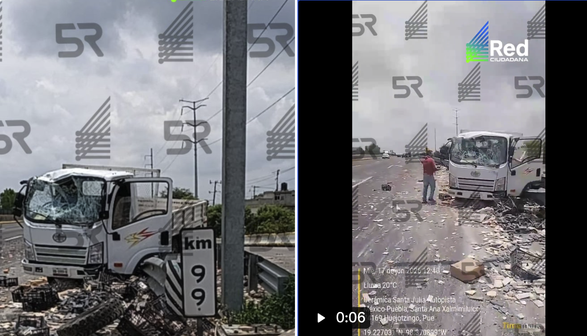 Second Major Crash on Mexico-Puebla Highway in One Day: Cargo Truck Accident in Texmelucan Leaves One Injured