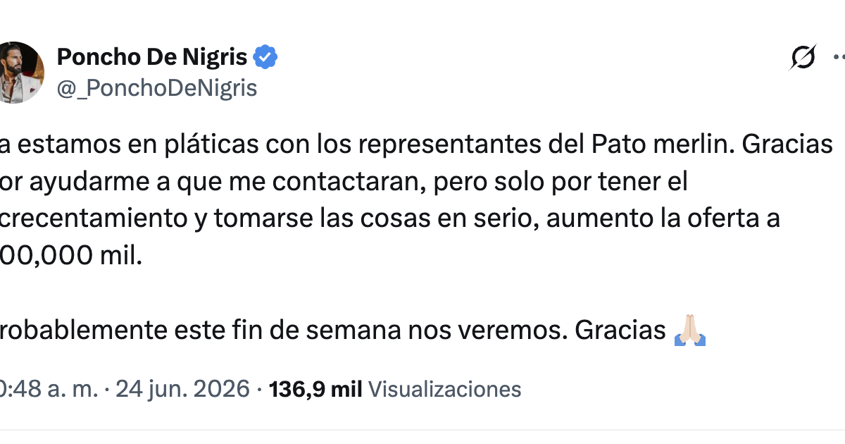 Poncho De Nigris offers up to 800,000 pesos for viral World Cup duck Merlín
