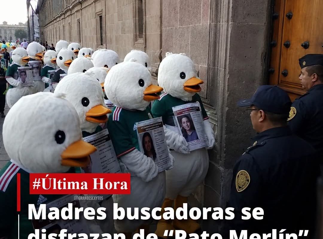 False Claim Debunked: Mothers Searching for Missing Persons Did Not Dress as “Pato Merlín” to Gain Access to Palacio Nacional