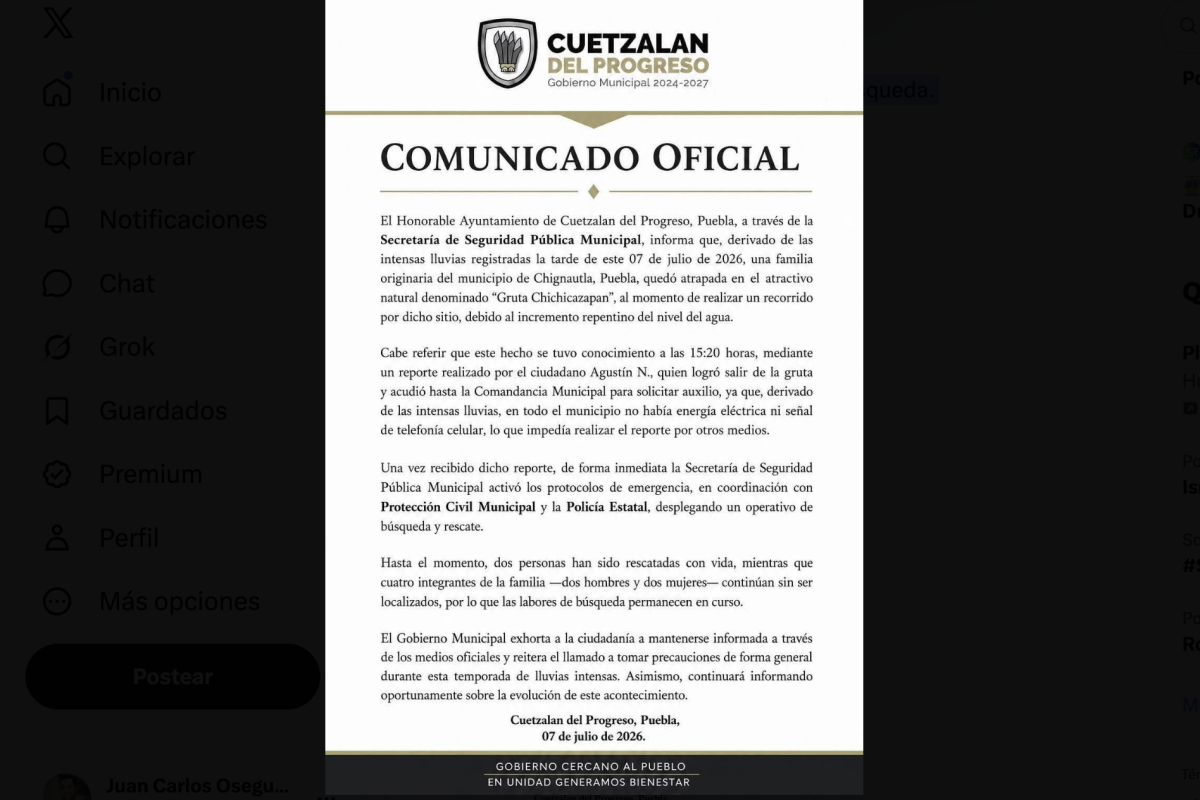 Tragedy in Cuetzalan: Four Missing After Sudden Flood Traps Family in Cave