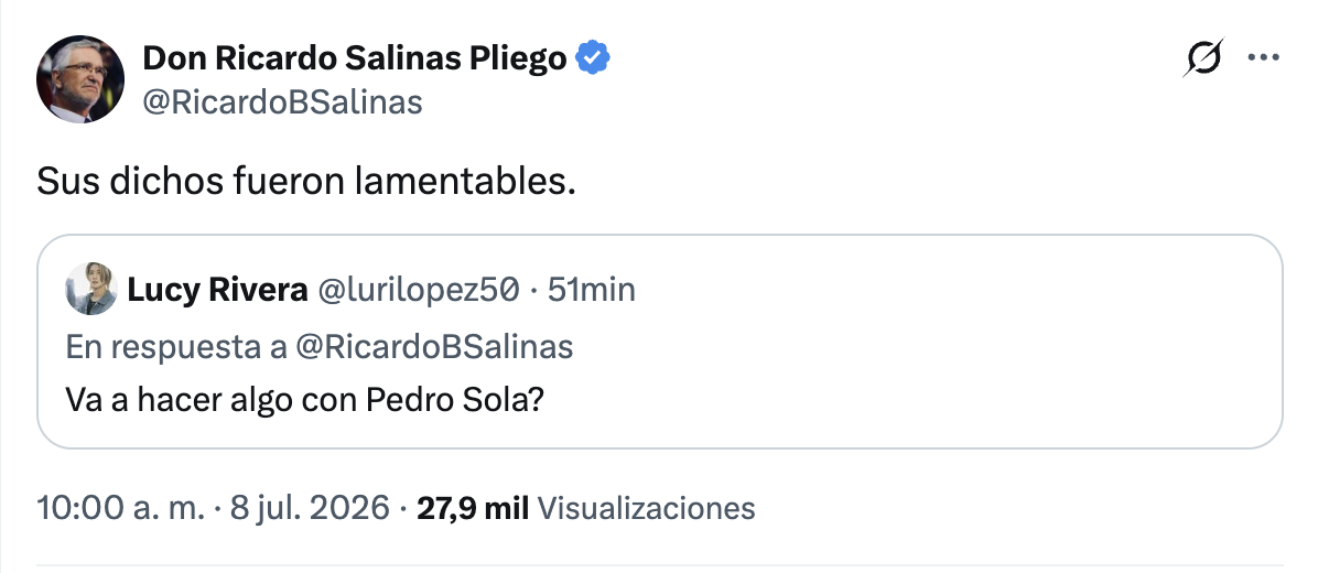 Pedro Sola sparks outrage after suggesting poisoning dogs; Salinas Pliego calls it “regrettable”