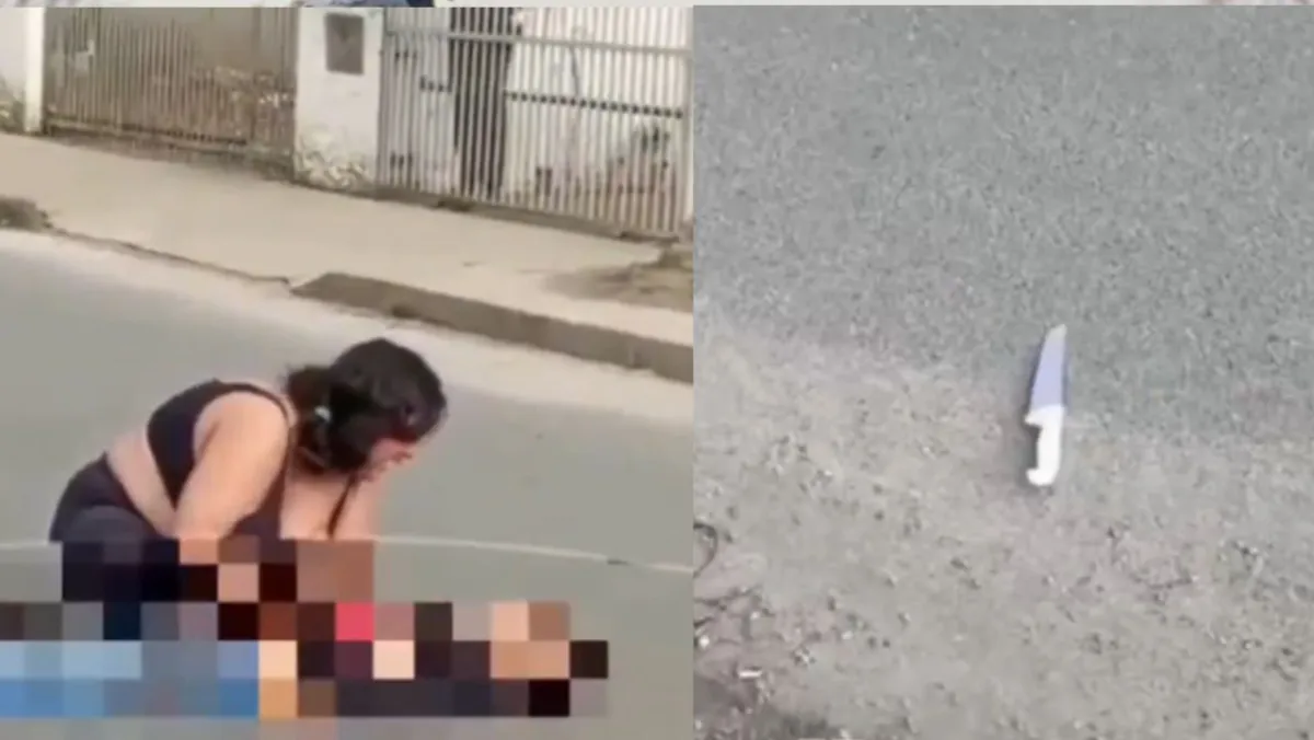 Brazilian Woman Caught Crying After Stabbing Boyfriend on the Street in Joinville